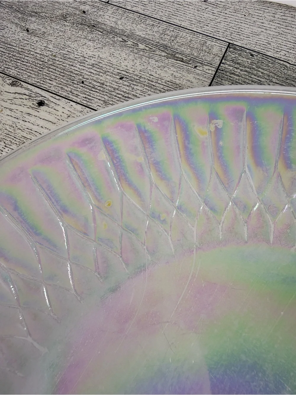 vintage Federal Glass plate and bowl in the Moonglow (or Iridescent) pattern